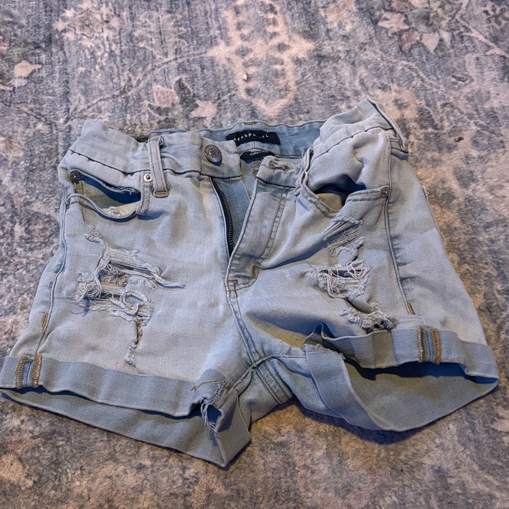 Aeropostale Light Blue Distressed Jean Shorts